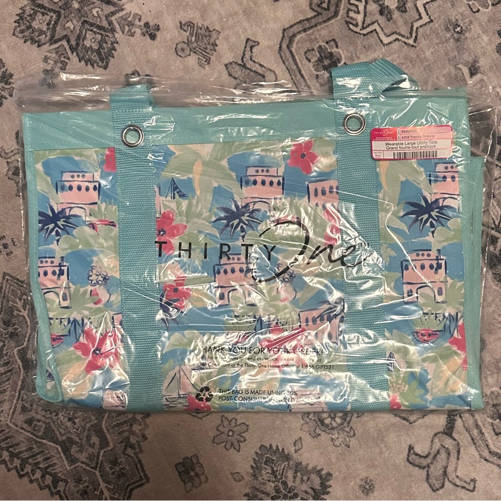 Thirty-One Wearable Large Utility Tote - tropical getaway